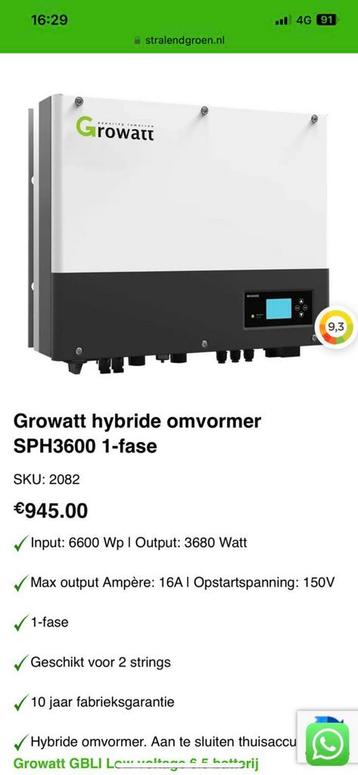 Omvormer Growatt sph3600 hybride sph5000 beschikbaar voor biedingen