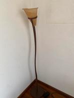 Staande lamp, roestbruine kleur met glazen kelk, Ophalen, Zo goed als nieuw, Glas, 150 tot 200 cm