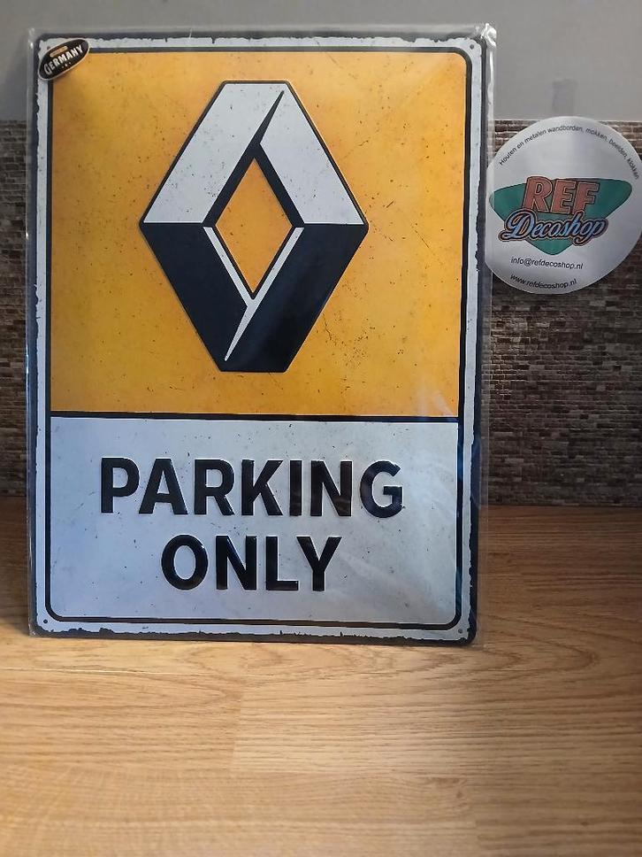 metalen 3d bord Renault  parking only 30x40 cm/ licentie, Verzamelen, Merken en Reclamevoorwerpen, Nieuw, Reclamebord, Ophalen of Verzenden