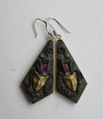 Art deco oorbellen met maskers, Sieraden, Tassen en Uiterlijk, Oorbellen, Verzenden, Zilver, Hangers, Gebruikt