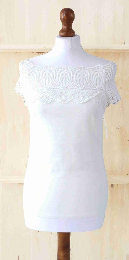 Top met carmenhals, 1 maat (34/38) gebroken wit (nieuw), Kleding | Dames, Tops, Nieuw, Maat 38/40 (M), Wit, Zonder mouw, Ophalen of Verzenden