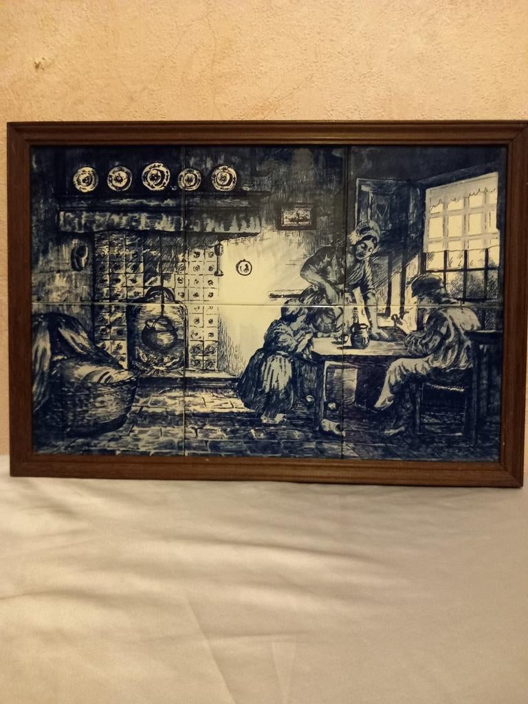 Tegeltableau boereninterieur naar R.Konings, Ophalen of Verzenden