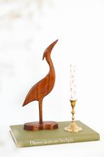 Vintage houten kraanvogel of reiger, Ophalen of Verzenden, Gebruikt, Dier
