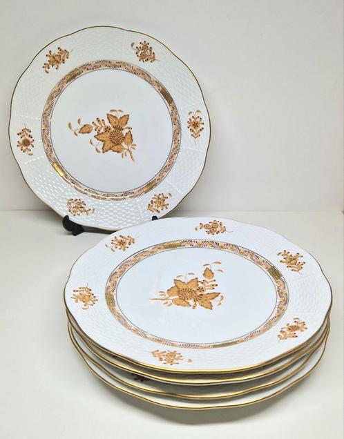 Herend 5 borden Apponyi brown decor, Hongarije 20e eeuw., Antiek en Kunst, Antiek | Porselein, Ophalen of Verzenden