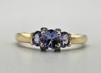 Gouden Vintage ring edelsteen tanzaniet en diamant.2025/421., ., Paars, Ophalen of Verzenden, .