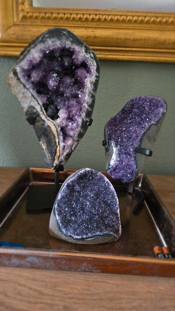 Amethist Geodes - Set van 3 - Hoge Kwaliteit beschikbaar voor biedingen