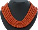 Zeeuws antiek bloedkoraal ketting fraai 14k slot goud dames, Ophalen of Verzenden, Goud, Ketting, Met edelsteen