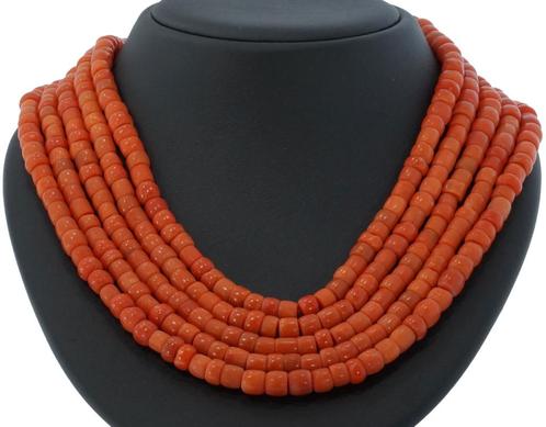 Zeeuws antiek bloedkoraal ketting fraai 14k slot goud dames, Sieraden, Tassen en Uiterlijk, Antieke sieraden, Ketting, Goud, Met edelsteen