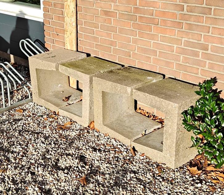 Betonnen Tuinbeelden / Plantenbakken - Set van 3, Tuin en Terras, Tuinbeelden, Gebruikt, Abstract beeld, Beton, Ophalen