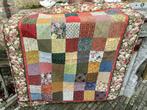 Patchwork quilt doorgestikte deken flanel stof 150 x 125 cm, Ophalen of Verzenden, Zo goed als nieuw