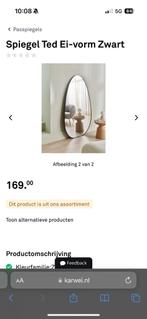 Ei vormige spiegel karwei woood zwart, Huis en Inrichting, Woonaccessoires | Spiegels, Ophalen of Verzenden, Zo goed als nieuw