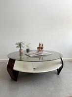 Vintage Space Age salontafel wengé/rookglas blad, jaren 60, Huis en Inrichting, Tafels | Salontafels, Ophalen, Gebruikt, 50 tot 100 cm