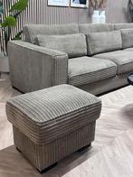 ZGAN XL Ribstof Hoekbank met Hocker - Taupe - 330 x 235, Ophalen, -, -, Hoekbank