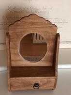 Vintage Houten Kaptafel Spiegel met Lade, Antiek en Kunst, Ophalen of Verzenden, Rond, Minder dan 50 cm, Minder dan 100 cm