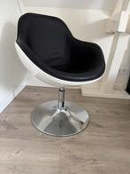 Draaistoel, hoogglans wit met zwart lederen bekleding., Ophalen, Zo goed als nieuw, Wit, Eén