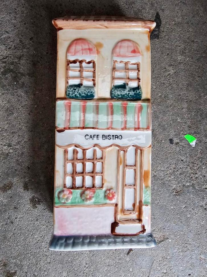 Antieke keramische wanddecoratie - Cafe Bistro, Antiek en Kunst, Antiek | Wandborden en Tegels, Ophalen of Verzenden