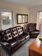 Chesterfield bank en fauteuil - zo goed als nieuw!, Huis en Inrichting, Banken | Bankstellen, Ophalen, Driepersoons, Leer, Zo goed als nieuw