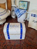 Brocante ijzeren blik met opschrift “koffie, Ophalen of Verzenden