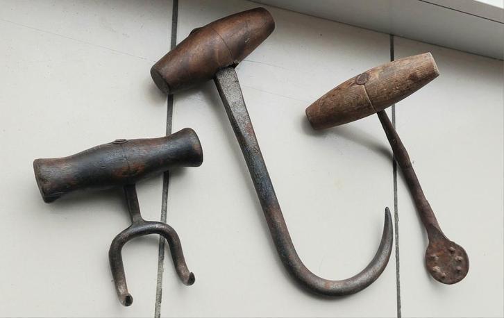 Antieke zakhaken/ balenhaak uit Rotterdamse haven, Antiek en Kunst, Antiek | Gereedschap en Instrumenten, Ophalen of Verzenden