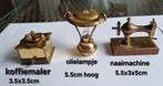 Koperen Miniatuur Collectie: Koffiemolen, Lamp, Naaimachine, Ophalen of Verzenden, Gebruikt
