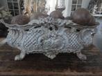 grote antieke GIETIJZEREN JARDINIERE, ZILVERKLEURIG patina, Ophalen