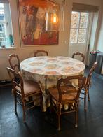 Oud Hollandse stoelen met rieten matting en bolpoot tafel, Huis en Inrichting, Stoelen, Ophalen, Gebruikt, Bruin, Oud Hollands