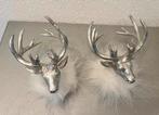 Zilveren rendierkoppen met witte veren, Ophalen of Verzenden, Zo goed als nieuw