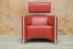 ZGANieuw rode leren Leolux Oblomov design fauteuil, 100 tot 125 cm, 75 tot 100 cm, Design, Metaal