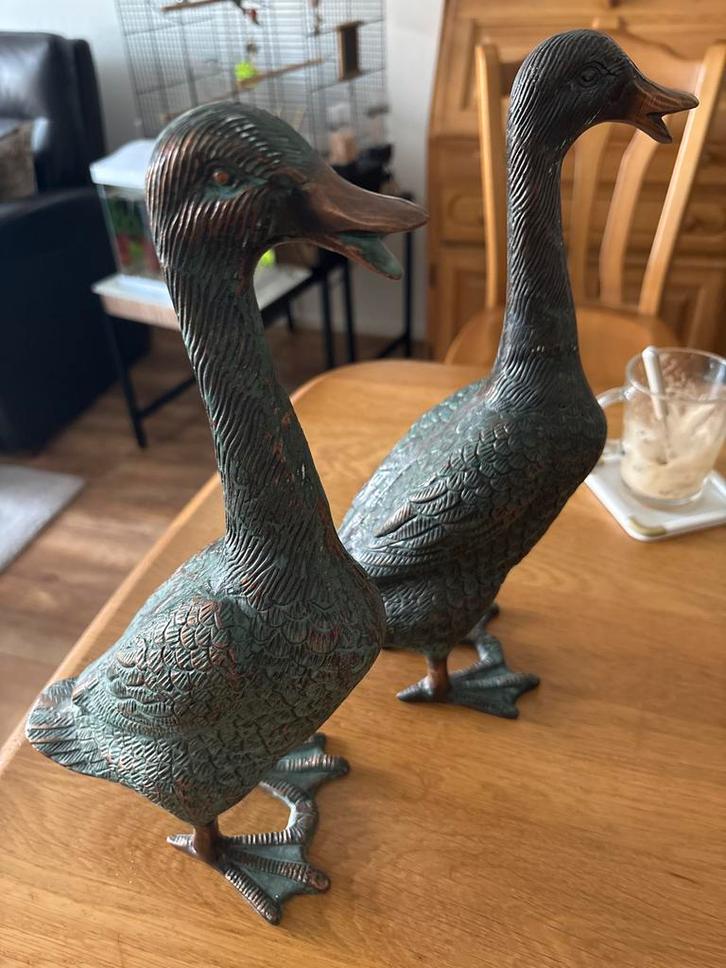Bronzen Eenden Beelden Set, Antiek en Kunst, Kunst | Beelden en Houtsnijwerken, Ophalen of Verzenden