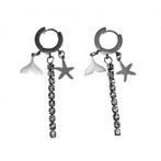 Oorbellen Dames Gepolijst RVS Oorringen  Drie Hanger Zeester, Met kristal, Overige materialen, Hangers, Birgitta-Gracht 33, 6465 EL Kerkrade, Nederland