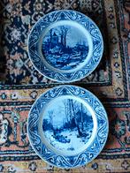 Set wandboeden vintage Delfts blauw kleuren met landschap, Ophalen of Verzenden