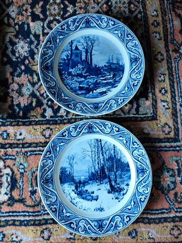 Set wandboeden vintage Delfts blauw kleuren met landschap beschikbaar voor biedingen
