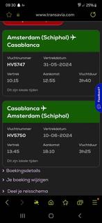 4x vliegtickets amsterdam/casablanca retour., Tickets en Kaartjes, Trein, Bus en Vliegtuig, Vliegtuig