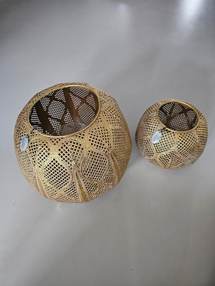 Riverdale Lantaarn Set Midar - Goudkleurig, Huis en Inrichting, Woonaccessoires | Kandelaars en Kaarsen, Zo goed als nieuw, Kandelaar