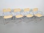 4 vintage Hilbrant riet klapstoelen Tossa mid century Italy, Huis en Inrichting, Stoelen, N, Wit, Vintage, Ophalen of Verzenden