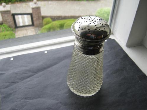 Antiek kristallen Strooier zilveren hals en zilveren dop, Antiek en Kunst, Antiek | Goud en Zilver, Zilver, Verzenden