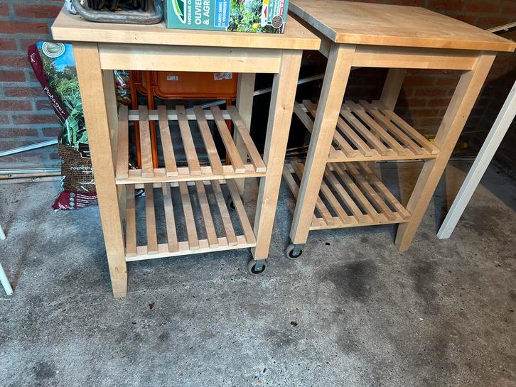 Houten ikea Bijzettafels mer willetjes aan een kant, Huis en Inrichting, Tafelonderdelen, Gebruikt, Tafelpoot, Minder dan 50 cm