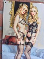 Blonde Lingerie Pin Up girls sexy metalen wandbord, Ophalen of Verzenden, Nieuw