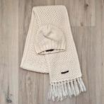 Set baret beanie muts + sjaal crème Pieces gehaakt gebreid, Ophalen of Verzenden, Nieuw, Sjaal