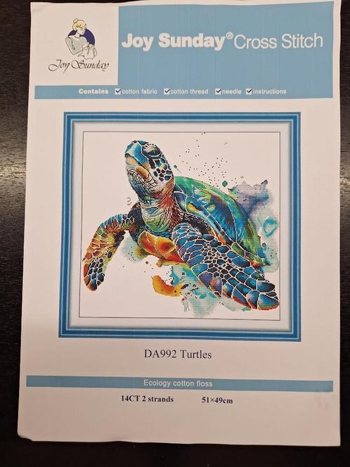Compleet borduurpakket nieuw: Schilpad, Hobby en Vrije tijd, Borduren en Borduurmachines, Nieuw, Borduurpakket, Handborduren, Ophalen of Verzenden