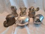 6 zilver kleurige spaarpotten spaarpot spaarpotje, Ophalen of Verzenden, Metaal of Blik, Dier