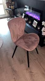 6 Velvet oudroze stoelen, Huis en Inrichting, Stoelen, Verzenden, Zo goed als nieuw, Zwart