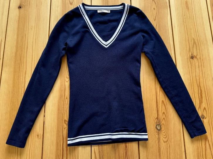 Nikkie Top / Trui - Blauw Wit - Maat 34 / XS Small, Kleding | Dames, Tops, Zo goed als nieuw, Maat 34 (XS) of kleiner, Blauw, Zonder mouw