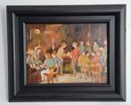 Café scène stamkroeg.  Sign. Olie/paneel.  33/27 cm., Antiek en Kunst, Kunst | Schilderijen | Klassiek, Ophalen