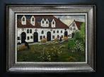 Schilderij van een Begijnhof afkomstig uit België gesign. JR, Antiek en Kunst, Kunst | Schilderijen | Klassiek, Ophalen of Verzenden
