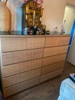 Twee IKEA Malm ladekasten met 6 lades en glasplaat, Ophalen, Gebruikt, 5 laden of meer, 100 tot 150 cm