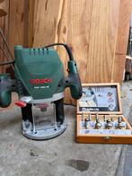 Bosch POF 1200 AE Bovenfrees + Frees Set ZGAN, Doe-het-zelf en Verbouw, Ophalen of Verzenden, Zo goed als nieuw, Elektrisch, Bovenfrees