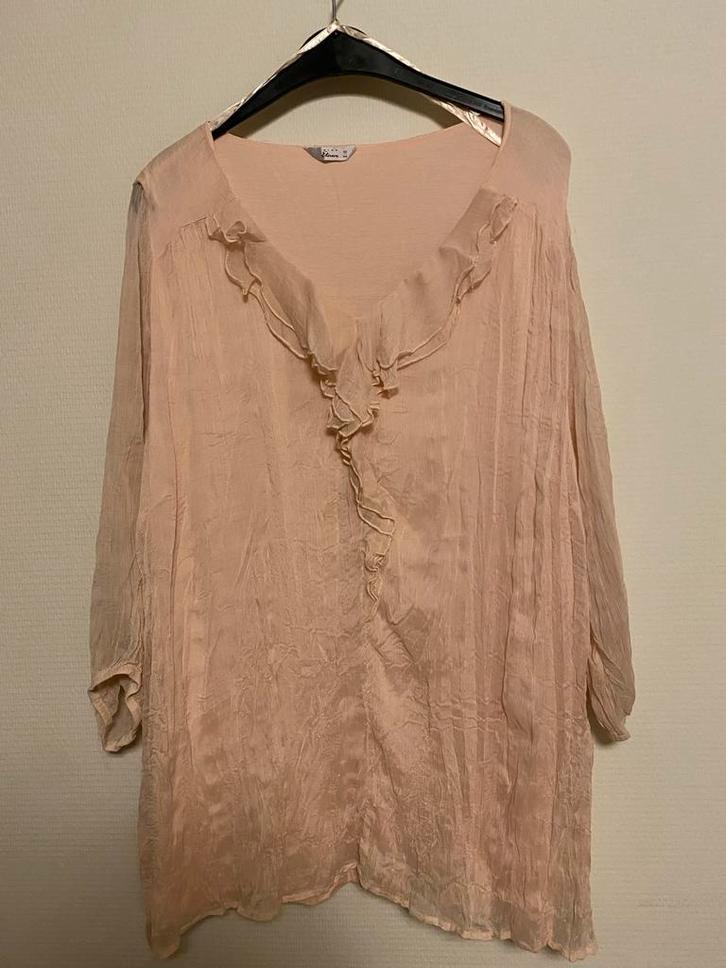 Miss etam Voile bloese - pastel oranje - driekwart mouw, Kleding | Dames, Blouses en Tunieken, Zo goed als nieuw, Maat 46/48 (XL) of groter