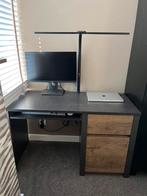Bureau Monaco grijs/eiken 120x53cm, Huis en Inrichting, Ophalen, Gebruikt