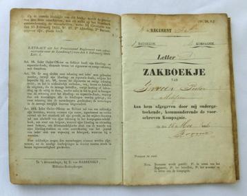 Antiek Zakboekje Militair Rotterdam 1846 beschikbaar voor biedingen